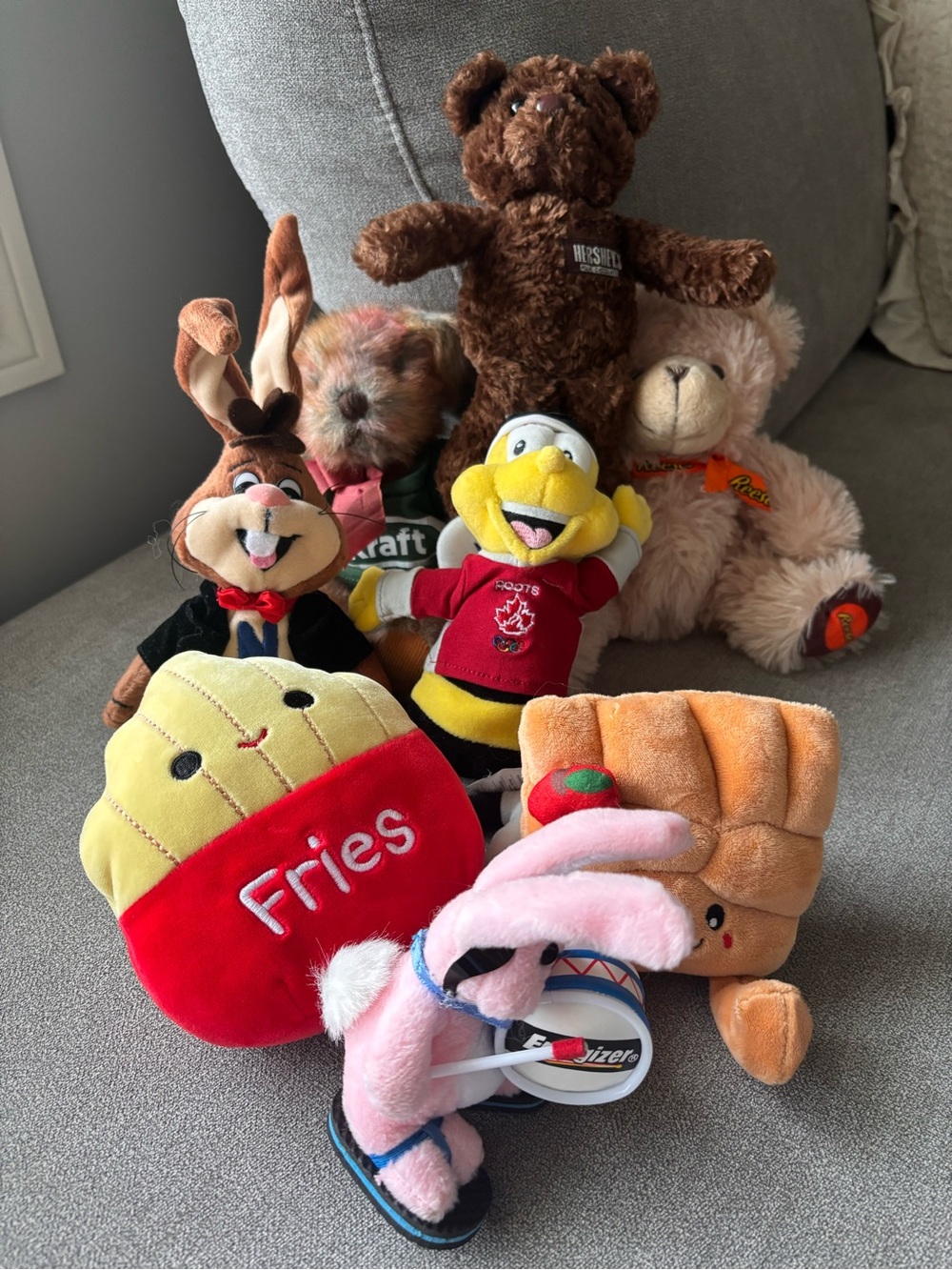 Branded Advertising Lot of 8 Plush Reese, Kraft, Cheerios Olympics, Nesquik +